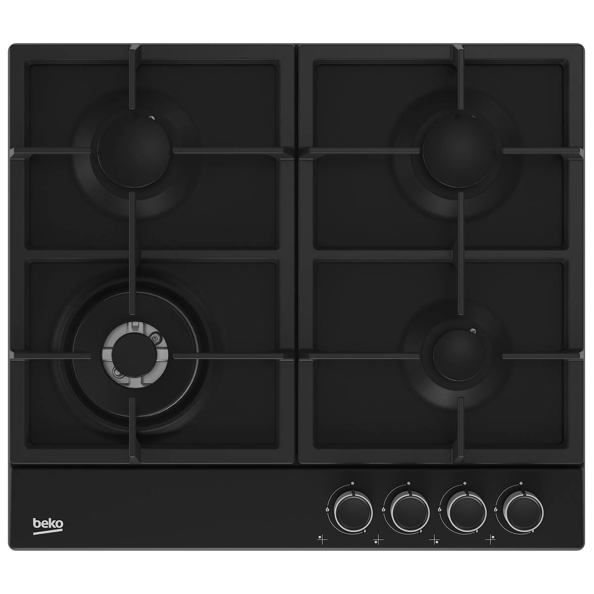 Beko Gas Hob HIAW164225SB Built In Black 4 Burner Knob Auto-Ignition 58cm - Image 1
