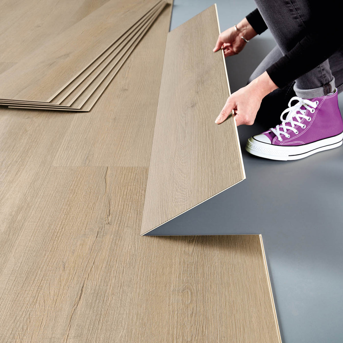 Vinyl Click Planks Beige Taupe Light Oak Effect Embossed Waterproof T6.5mm 3.2m² - Image 4