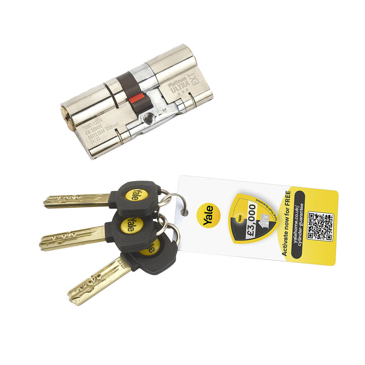 Yale Euro Cylinder Door Lock Double 45/50 Nickel Effect 3 Star Ant Drill - Image 7