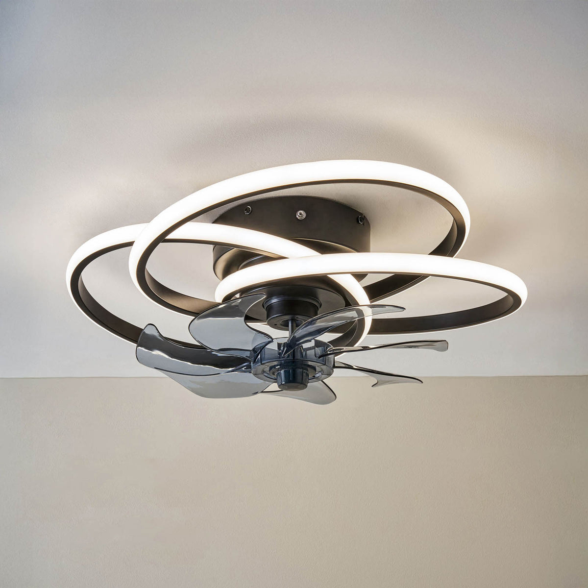 Led Ceiling Fan Light Black Dimmable Bedroom Living Room 6 Speeds Remote Control - Image 4