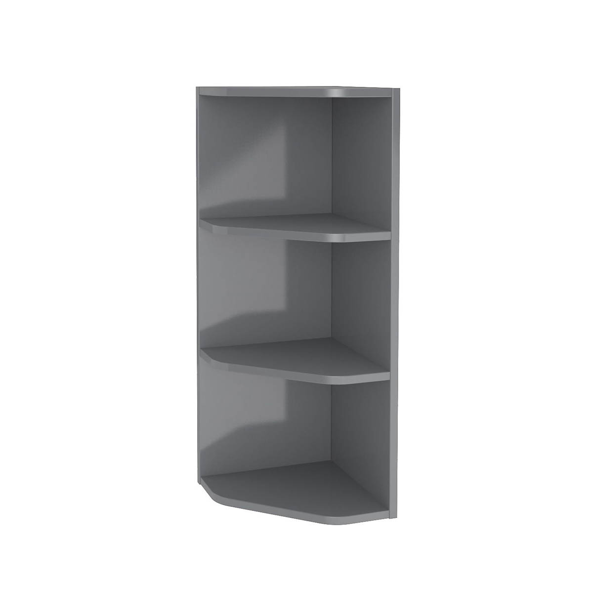 Bathroom Corner Shelf 4 Tier Gloss Grey Wall Mounted (D)36cm (H)90cm (L)34cm - Image 1