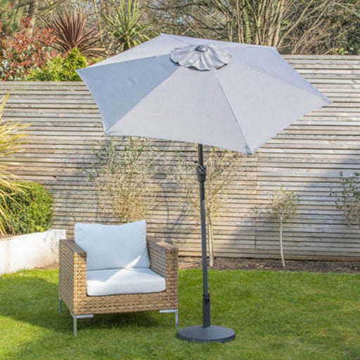 Garden Parasol Umbrella 2m Grey Outdoor Durable Crank Tilt Adjustable Hexagon - Image 1