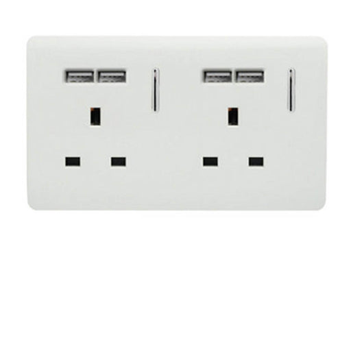 Trendiswitch WHITE 2 Gang 4 Port USB 2100mA Plug Socket - Image 1