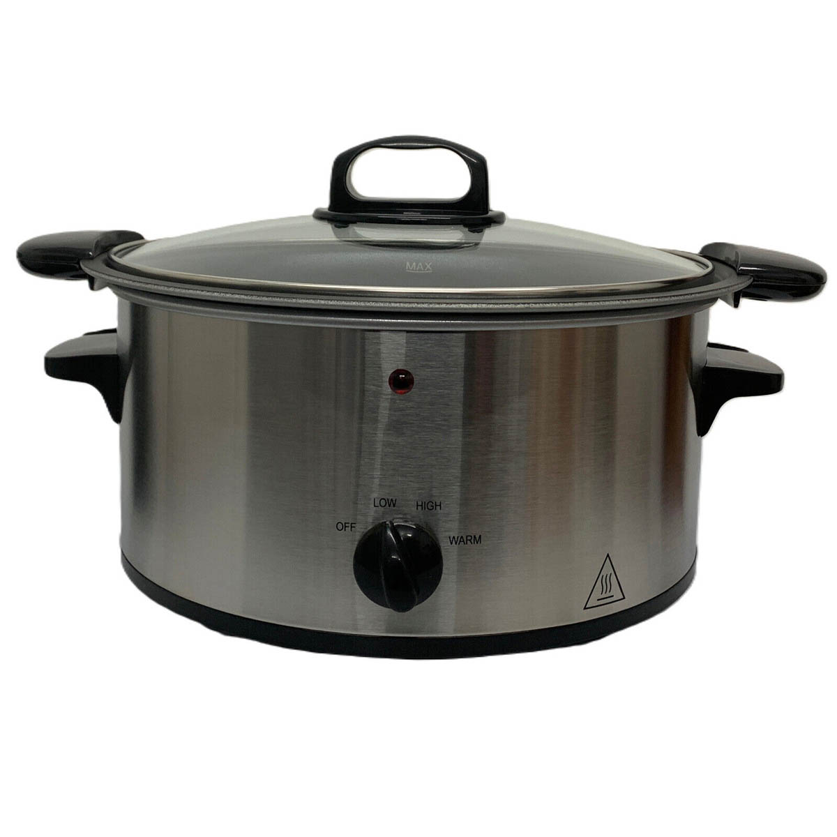 Slow Cooker 3.5L Stainless Steel Tempered Glass Lid Aluminium Non-Stick Bowl - Image 1