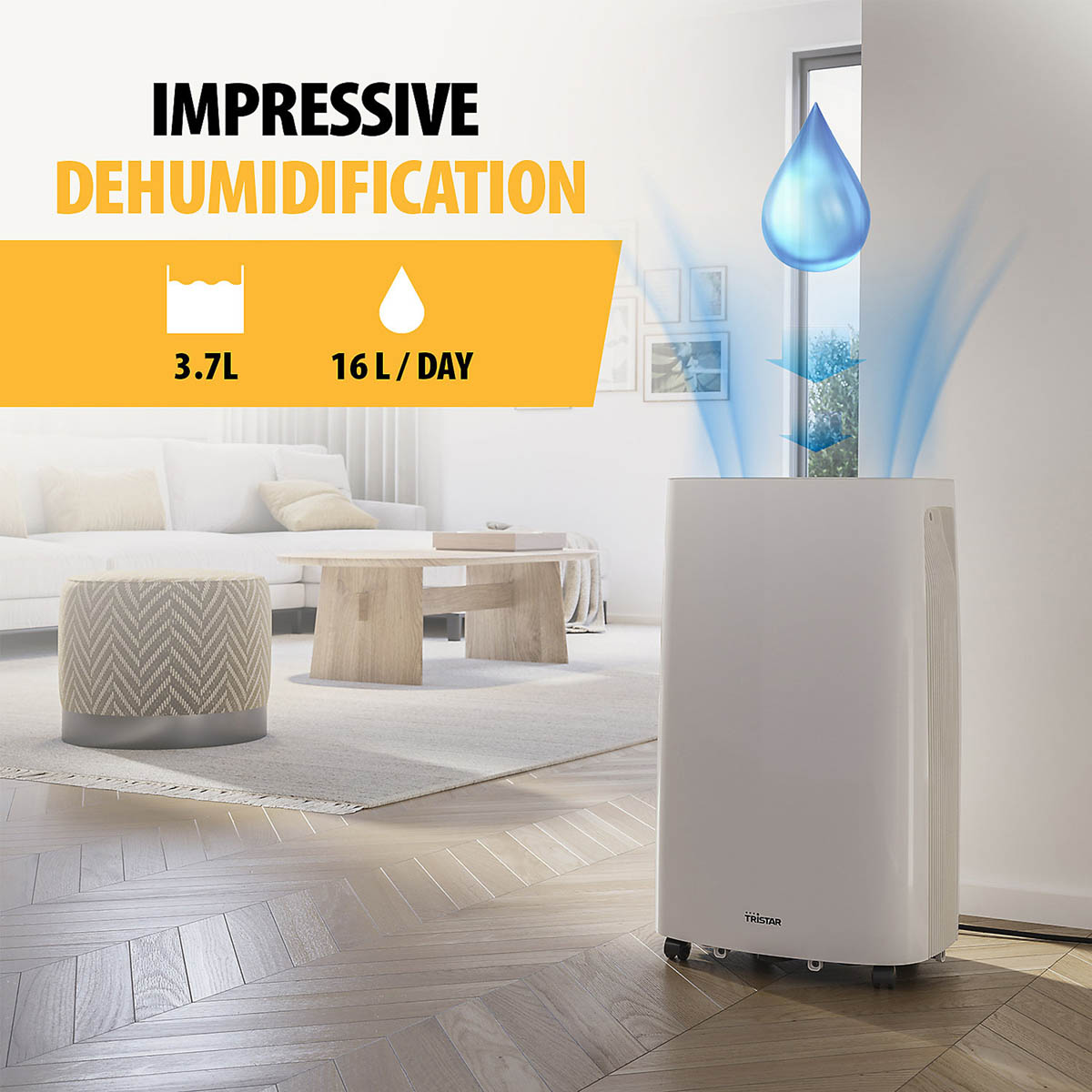 Tristar Smart Dehumidifier 16L Electric White Timer Portable For Mould Moisture - Image 3