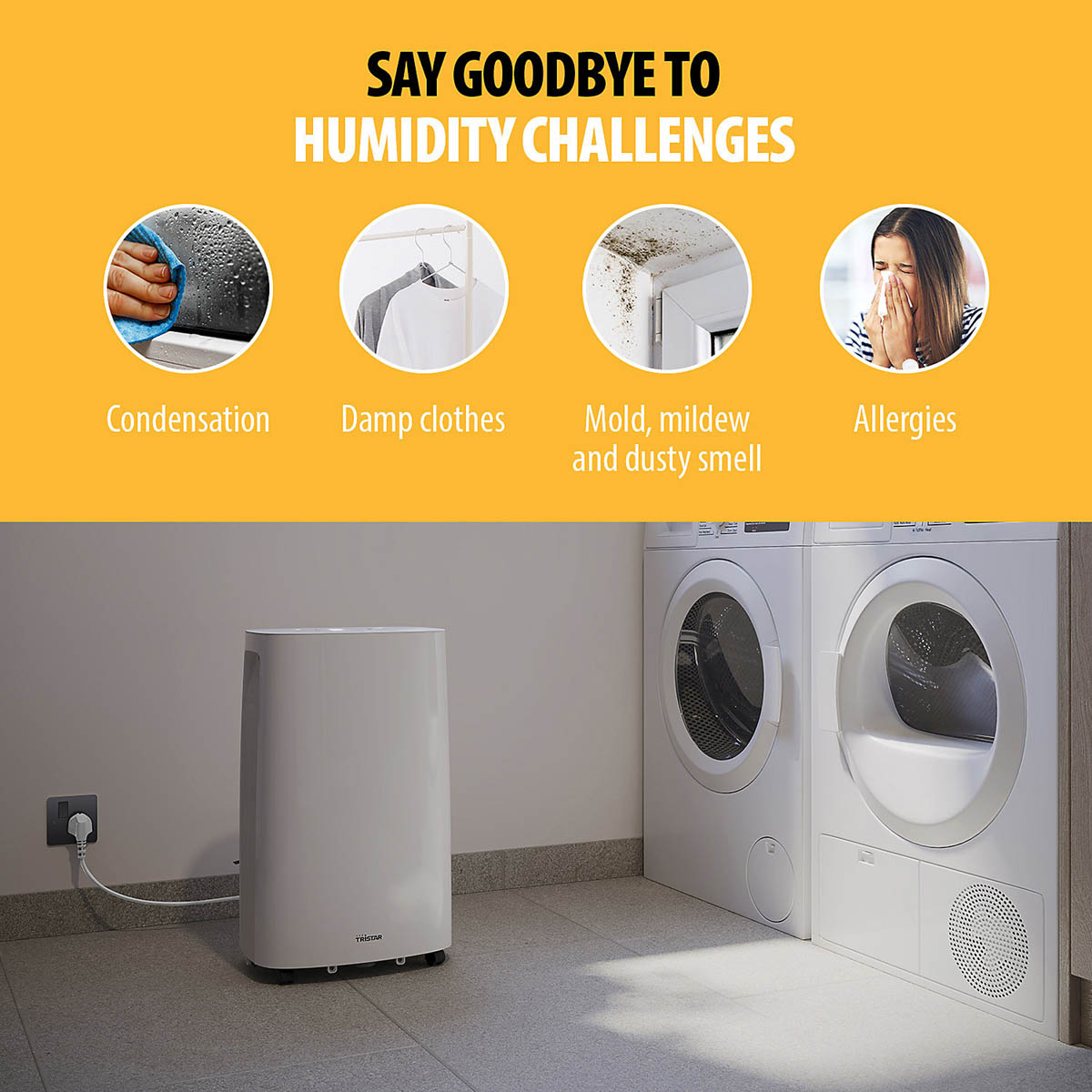 Tristar Smart Dehumidifier 16L Electric White Timer Portable For Mould Moisture - Image 8