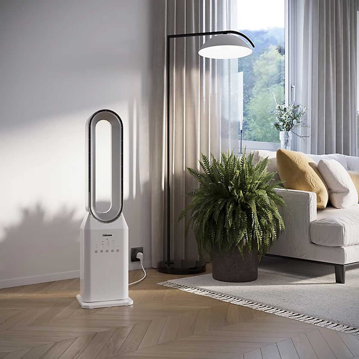 Tristar Air Cooler Fan Portable White LED Remote Bladeless Timer Oscillating - Image 3