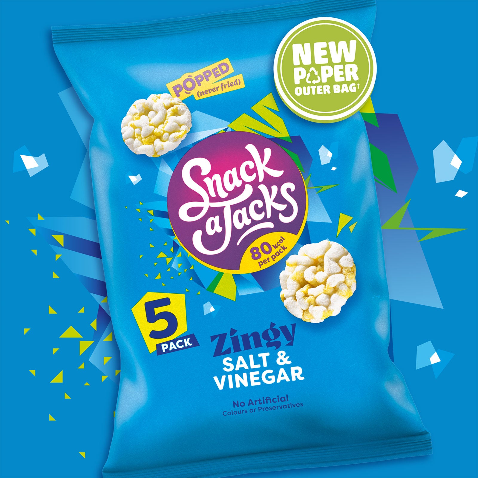Snack a Jacks Rice Cakes Salt And Vinegar Multipack 6 x 5 Bags - Image 2