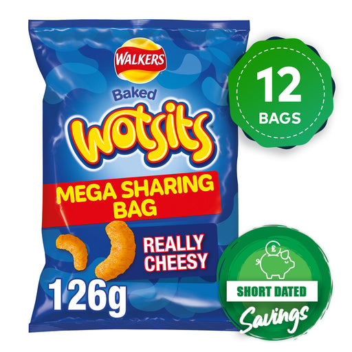 Walkers Wotsits Crisps Baked Snacks Sharing Cheesy 12 Bags x 126g - Image 1