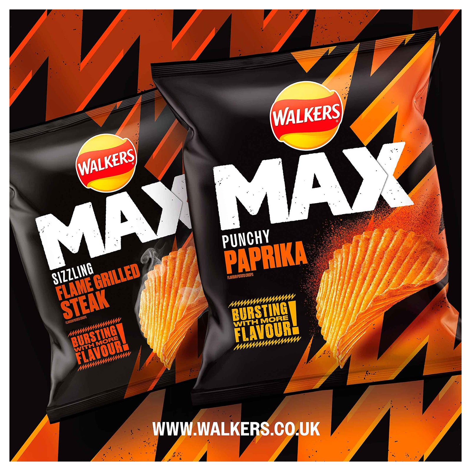 Walkers Max Crisps Sizzling Flame Grilled Steak Flavour 24 x 50g - Image 3