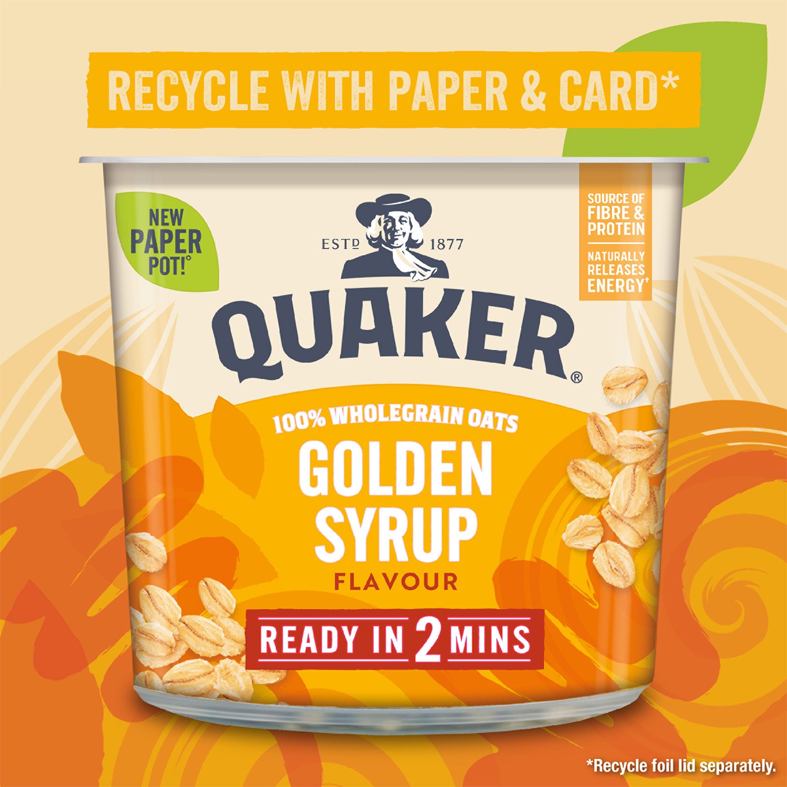 Quaker Porridge Oats Oat So Simple Golden Syrup 57g Pack of 8 - Image 7