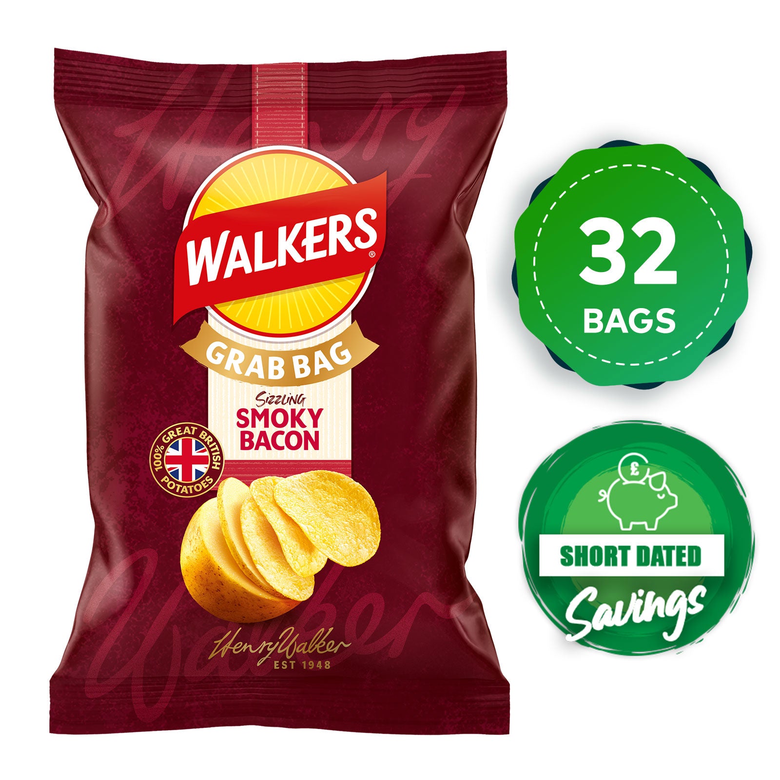 Walkers Crisps Smokey Bacon Snack Sharing Box of 32 x 45g - Image 10
