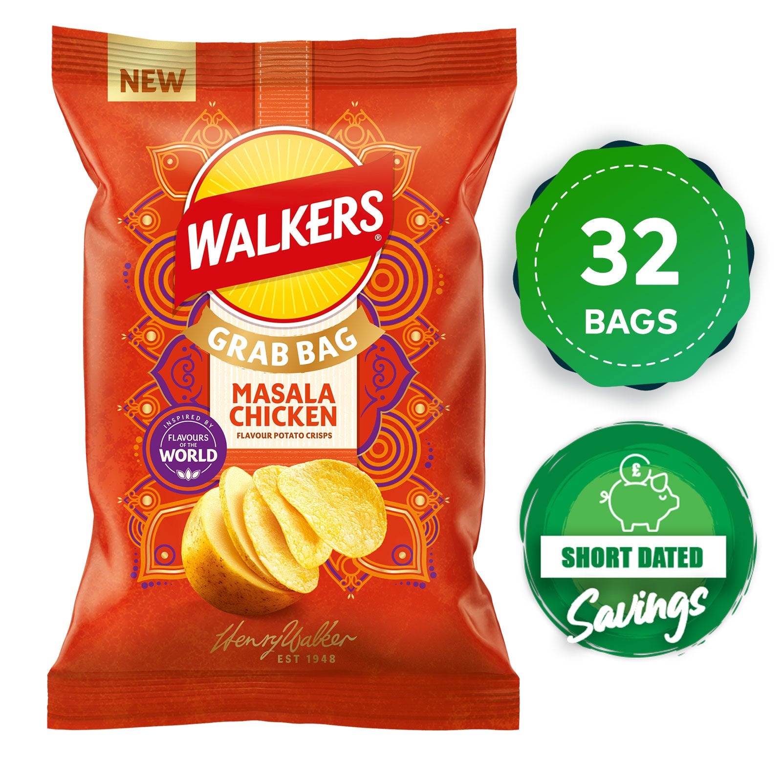 Walkers Crisps Masala Chicken Sharing Multipack 32 Bags x 45g - Image 10