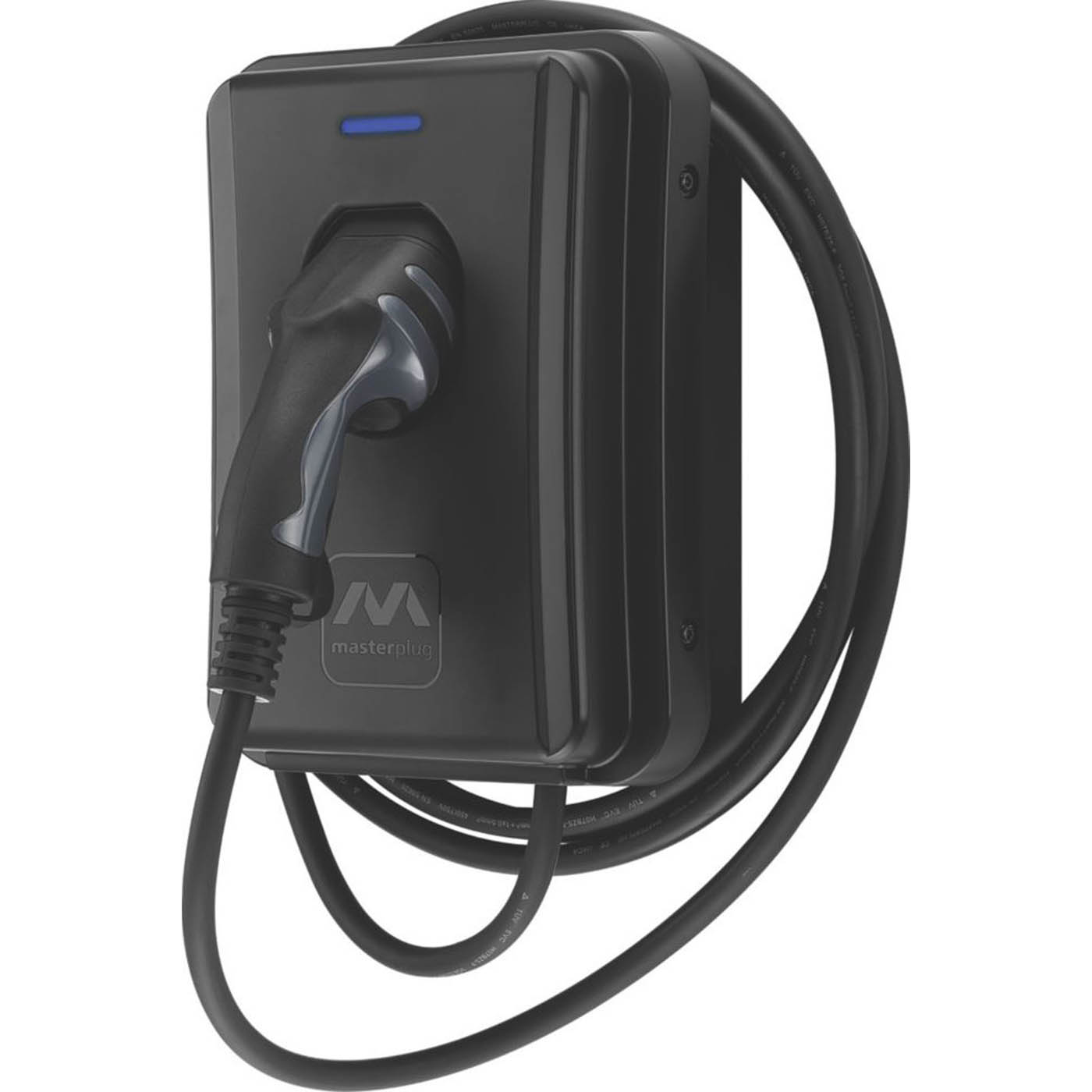 Masterplug 1 Port 7.4kW Mode 3 Type 2 Plug Tethered Smart EV Charger with 5m Cable Black - Image 1
