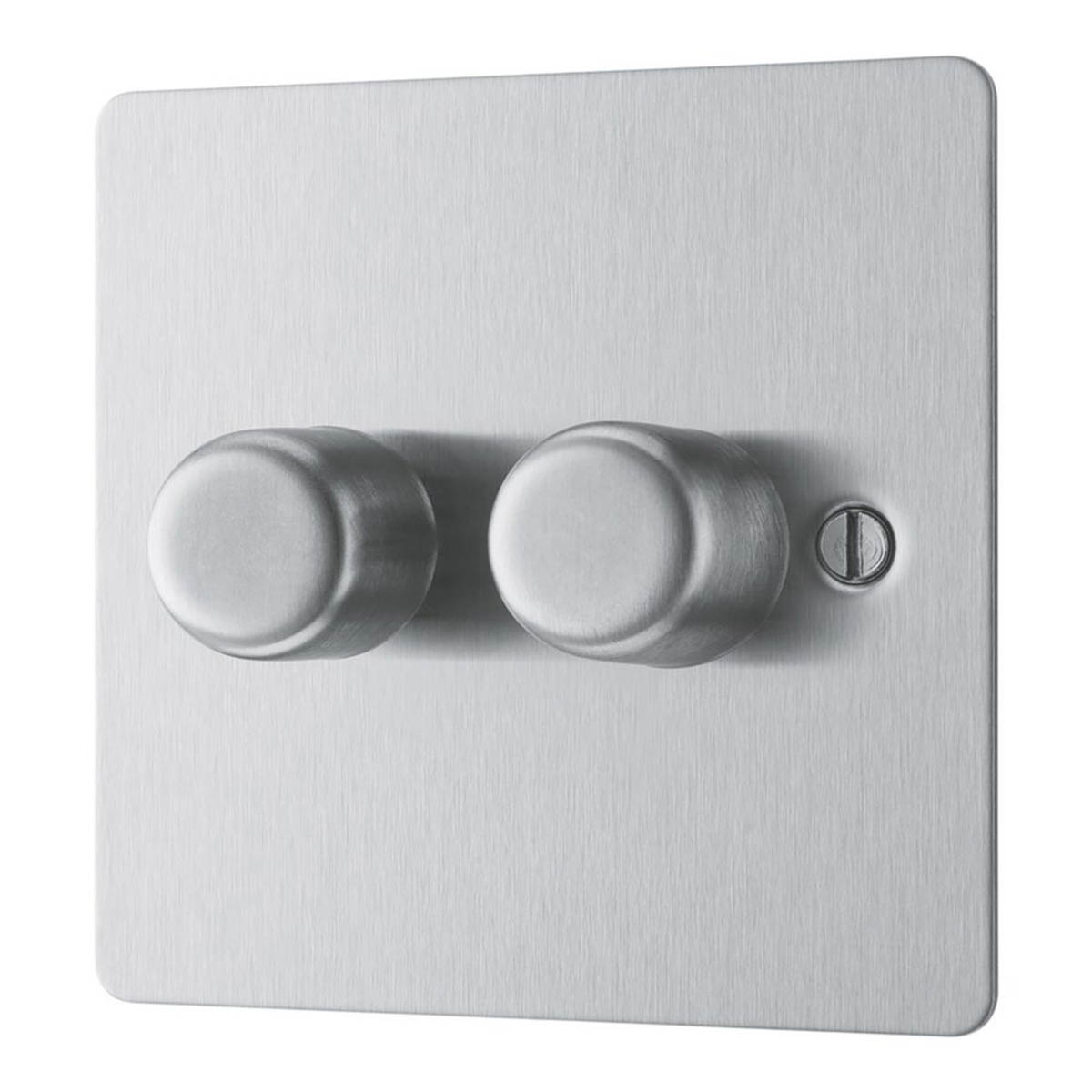 LAP LED Dimmer Wall Switch 2-Gang 2-Way Brushed Steel Colour-Matched Inserts - Image 1