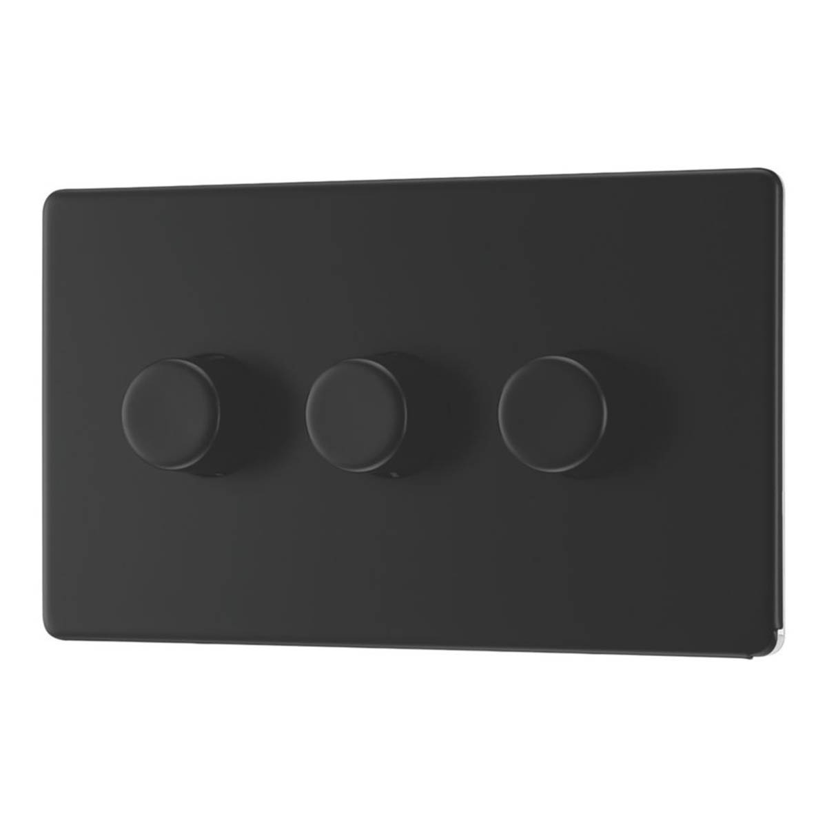 LAP 3-Gang 2-Way LED Dimmer Switch Matt Black with Colour-Matched Inserts - Image 1