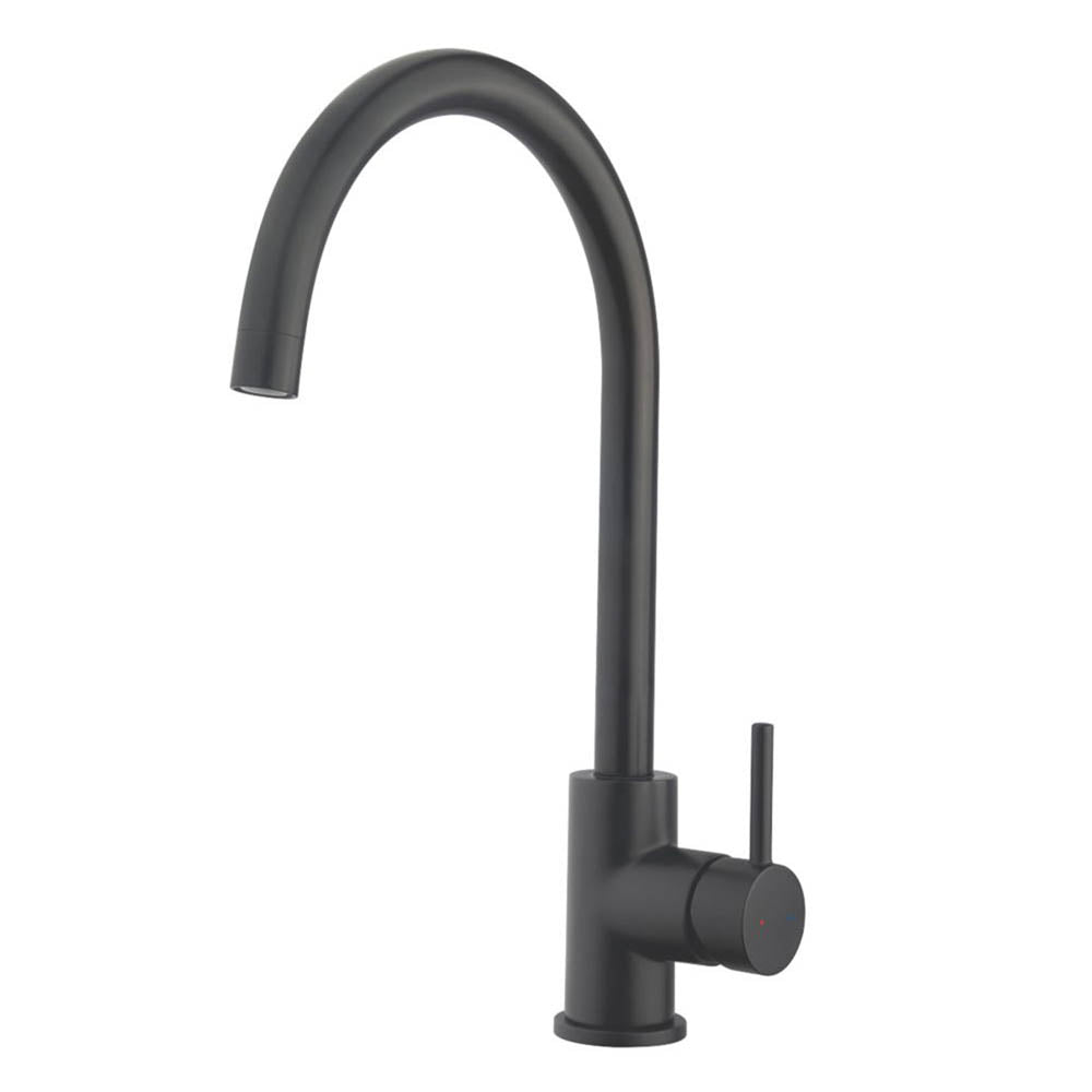 Kitchen Tap Mono Mixer Matt Black Single Lever Ceramic Cartridge Modern Faucet - Image 1