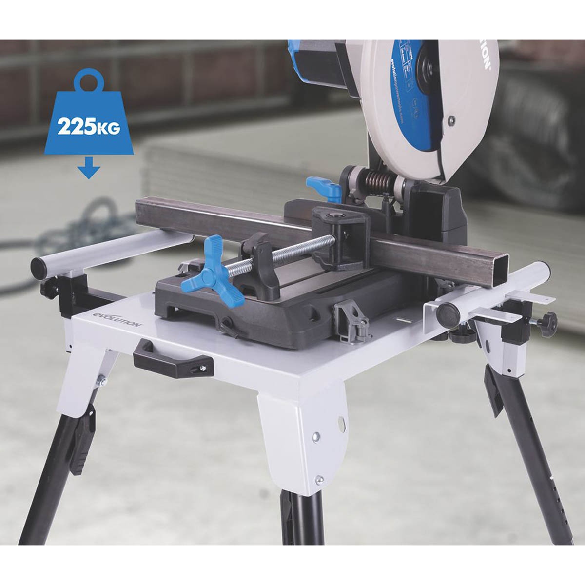 Evolution Universal Chop Saw Stand 225kg Max. Load Capacity Adjustable Height - Image 2