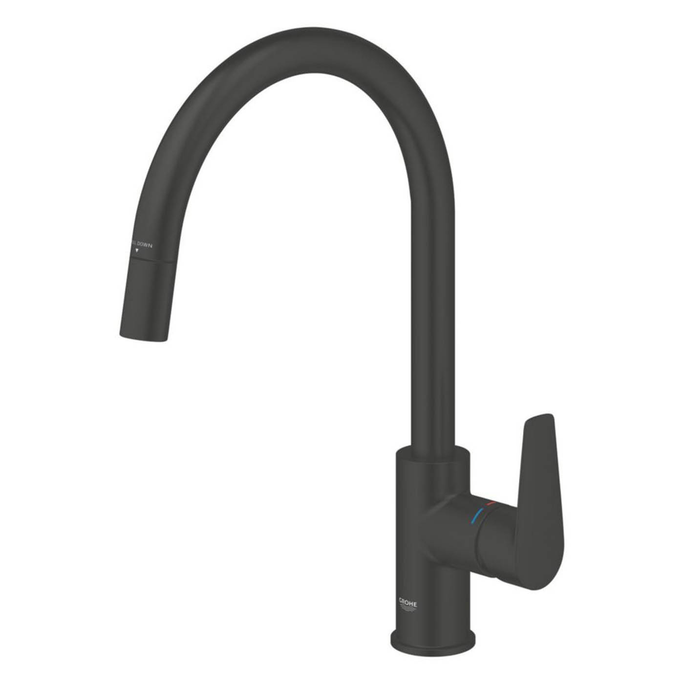 Grohe Kitchen Sink Tap Mono Mixer Matt Black Single Lever Swivel Spout Faucet - Image 1