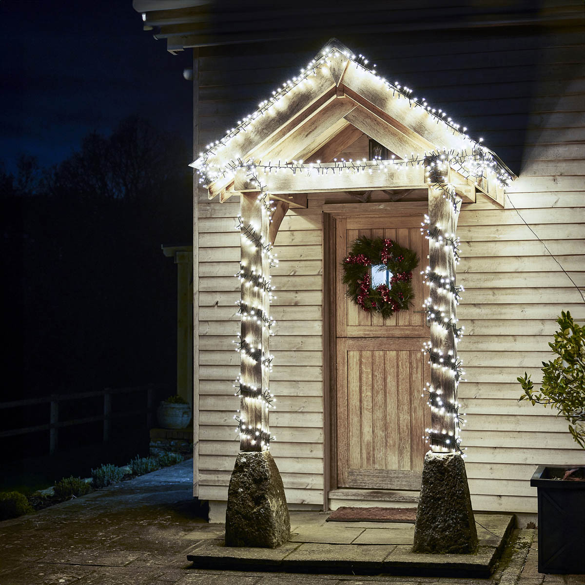 Christmas String Lights LED Indoor Outdoor Ice White Cluster Fairy Timer 25m - Image 1