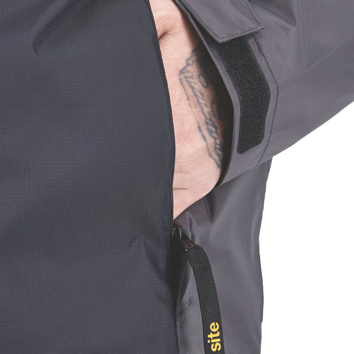 Site Work Jacket Mens Grey Waterproof Hooded Breathable Medium Size 47in Chest - Image 5