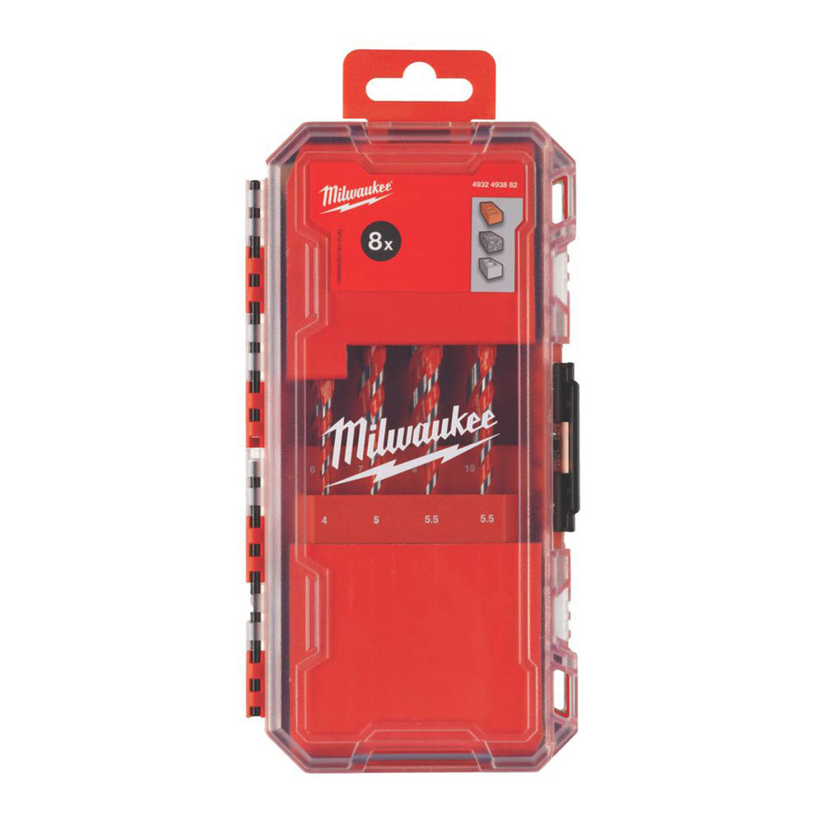 Milwaukee Round Shank Multi-Material Hammer Drill Bit Set 8 Pieces - Image 2