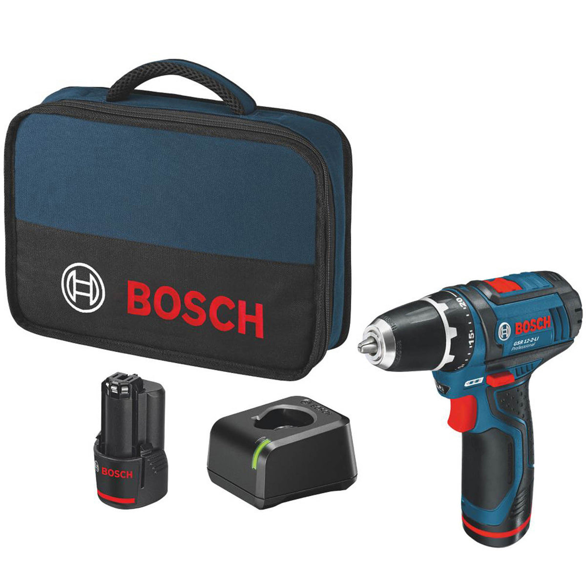 Bosch Drill Driver Cordless 12V 2x2.0Ah Li-Ion GSR 12V-15 Professional Soft Grip - Image 1