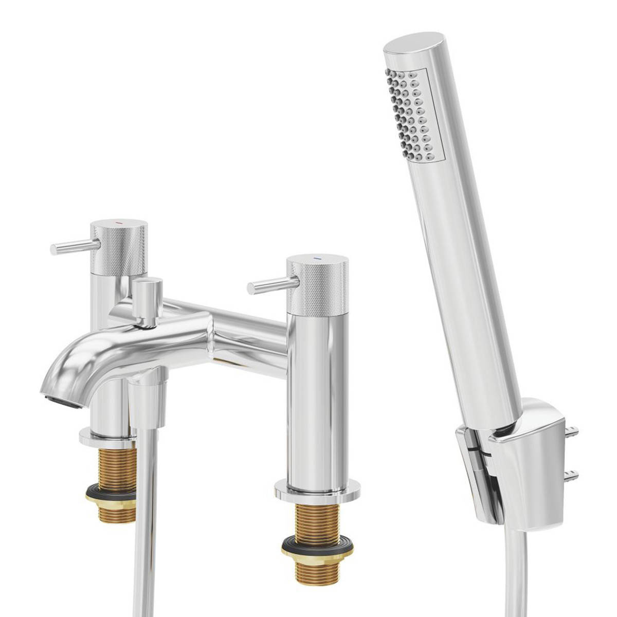 Swirl Shower Mixer Tap Chrome Brass Dual Control Round Deck Mounted Modern 185mm - Image 1