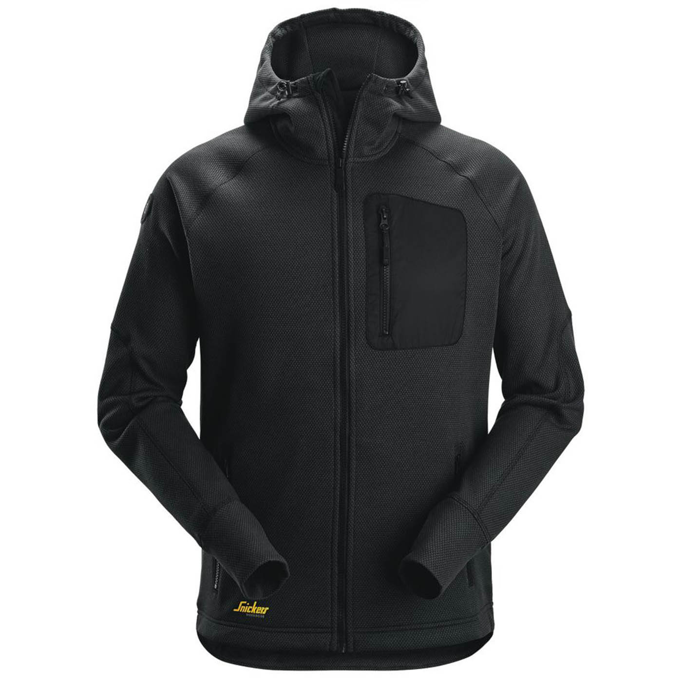 Snickers Work Hoodie Mens Regular Fit Black Breathable Full Zip Small 36in Chest - Image 1