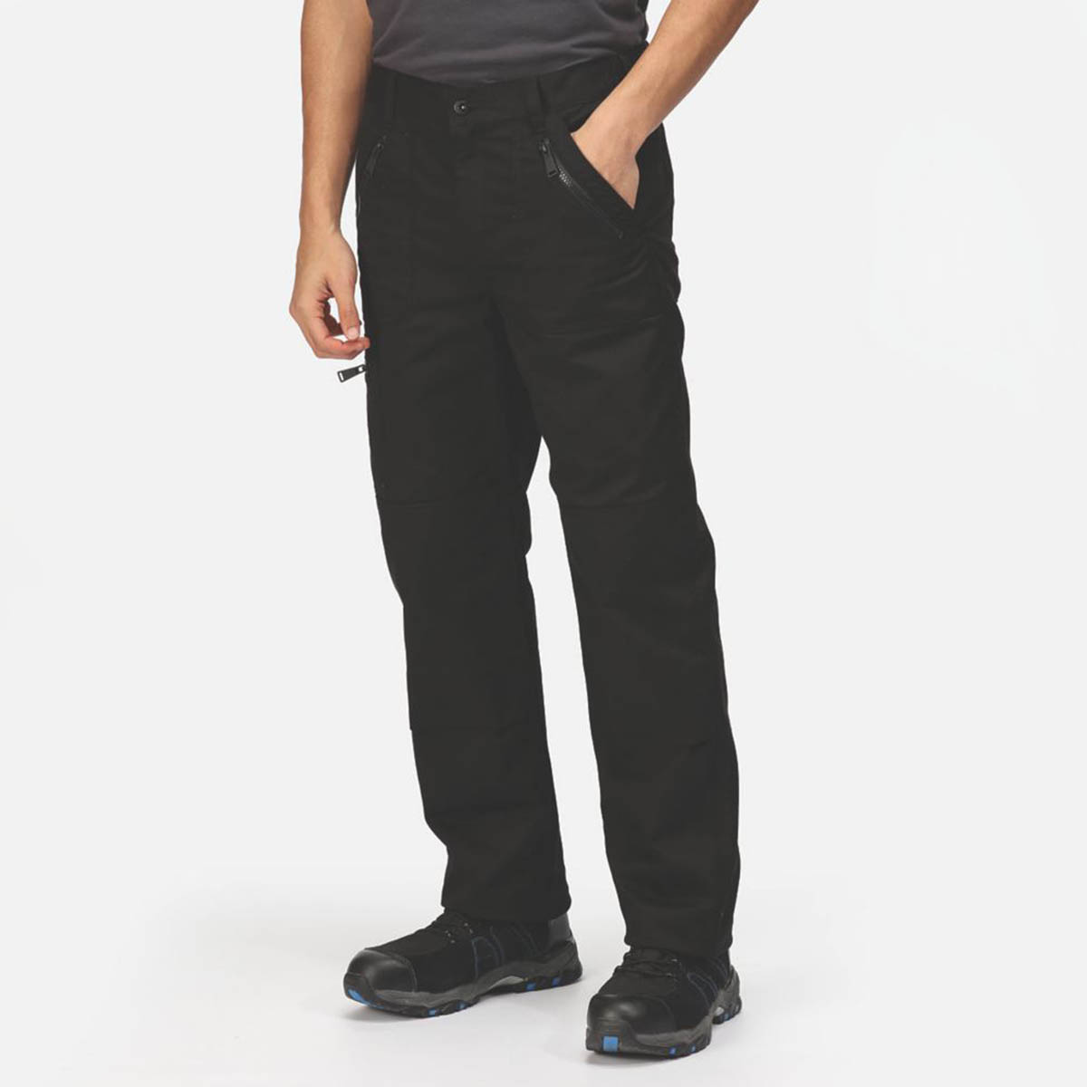 Regatta Mens Work Trousers 5 Pockets Black Water Repellent 40" W 29" L - Image 3