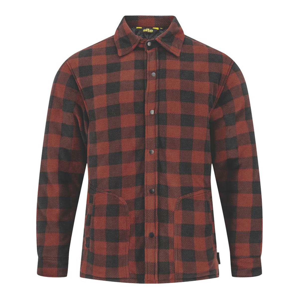 Site Shirt Mens Fleece Jacket Long Sleeve 2 Pockets Red Black Large 50" Chest - Image 2