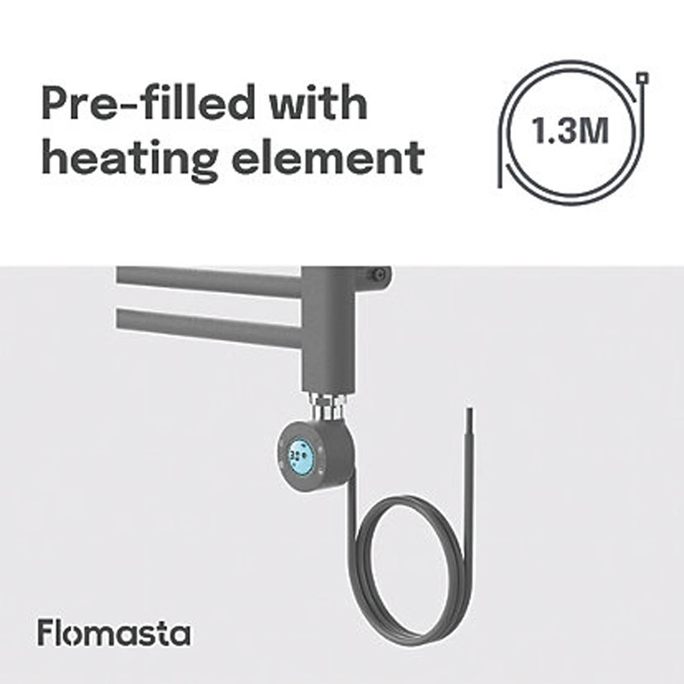 Flomasta Electric Towel Rail Radiator Anthracite Flat Bathroom Warmer 80x50cm - Image 7