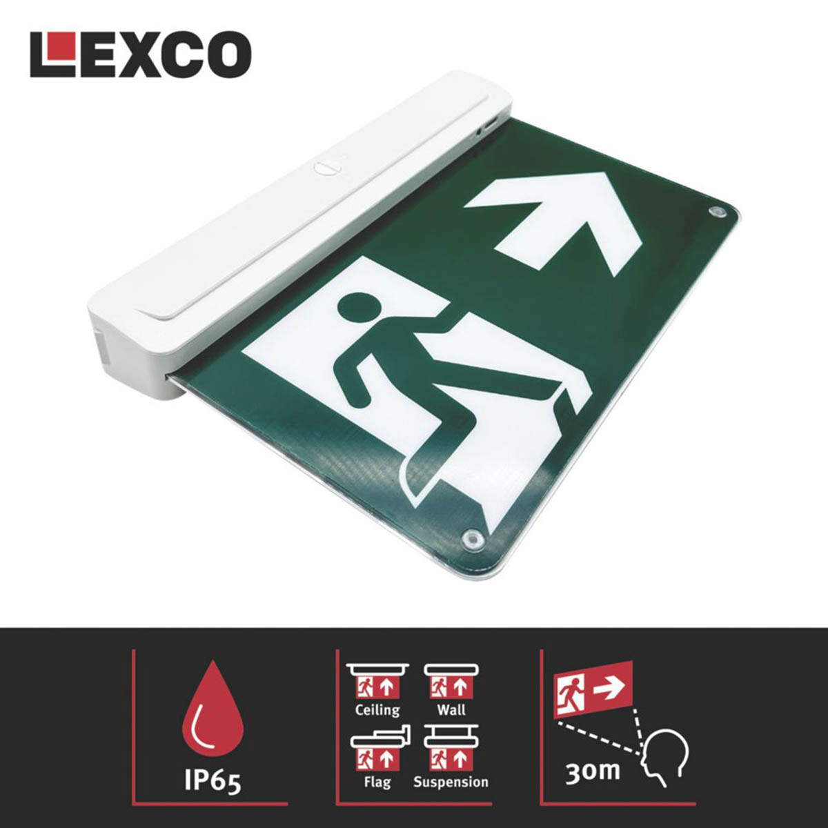 Lexco Emergency LED Exit Light 20lm Daylight Up Down Left Right Arrow 2.2W - Image 3