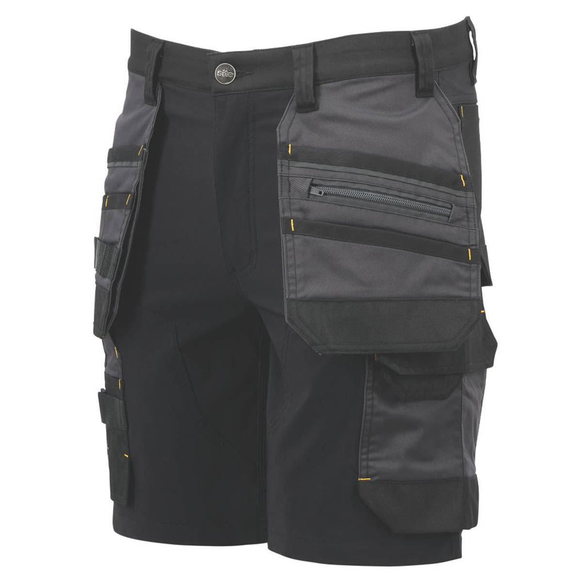 Site Mens Work Shorts Black Grey Holster Pockets Slim Fit Stretch 32" W - Image 1
