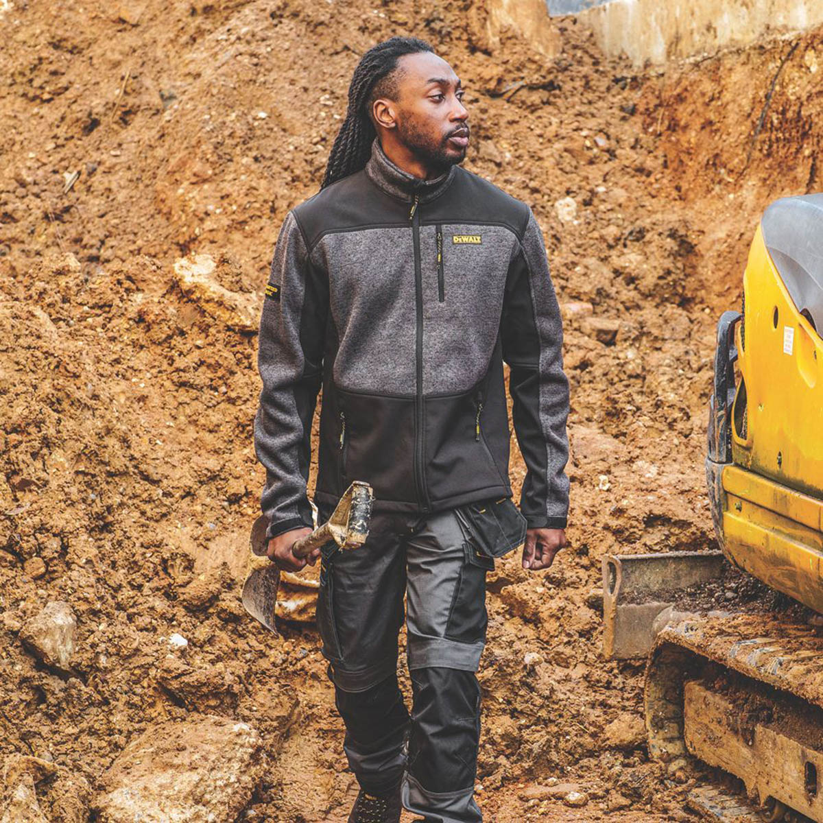 DEWALT Mens Work Fleece Jacket Grey Black Zipped Pockets X Large 49" Chest - Image 6