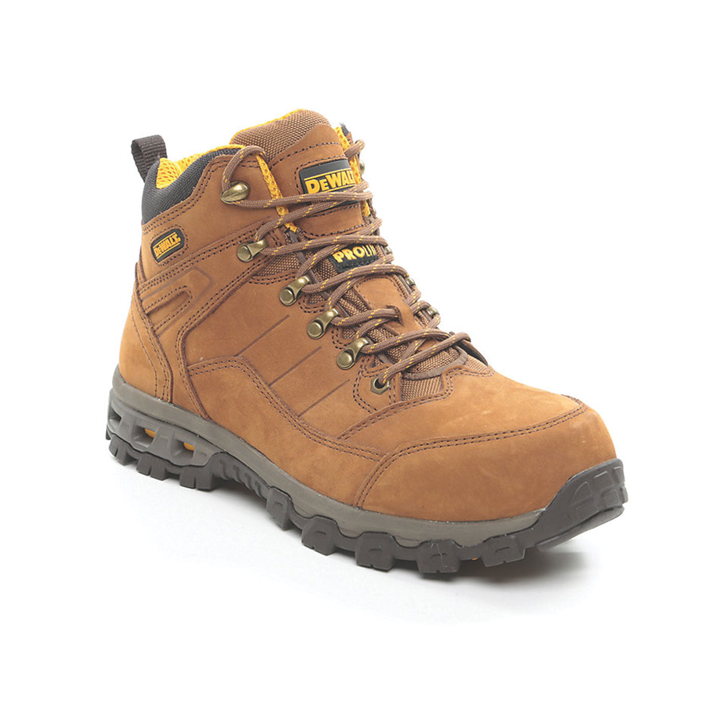 DeWalt Safety Boots Mens Wide Fit Brown Leather Work Shoes Aluminium Toe Size 9 - Image 1