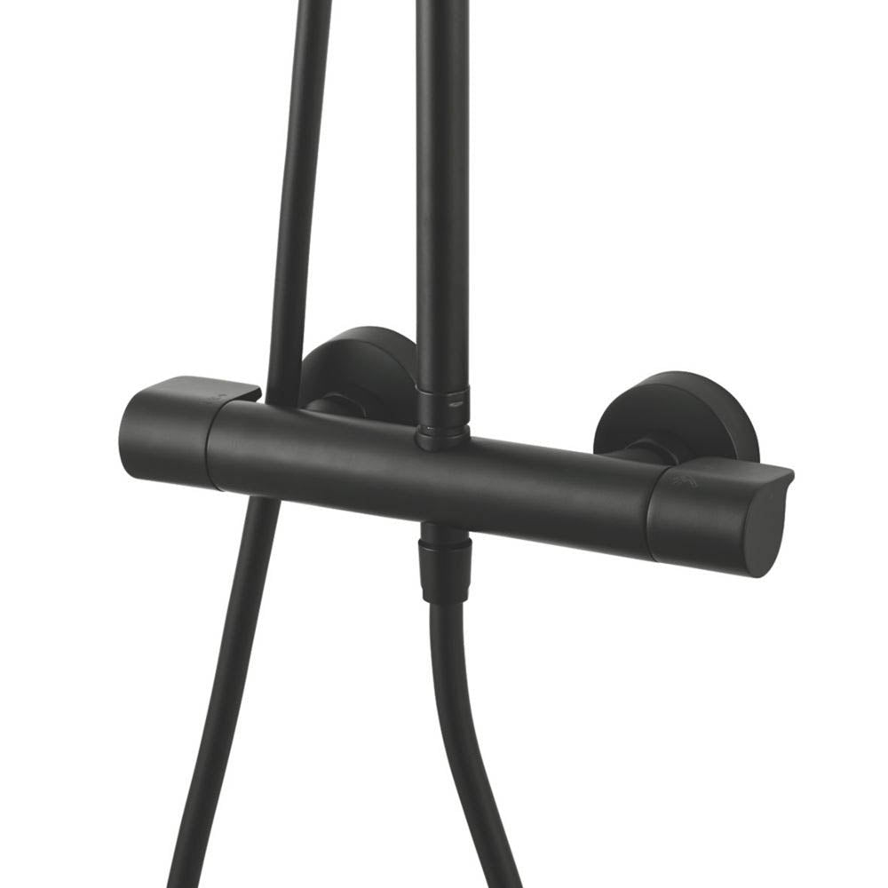 Swirl Thermostatic Mixer Shower Black Diverter Twin Round Head 3 Spray Pattern - Image 4