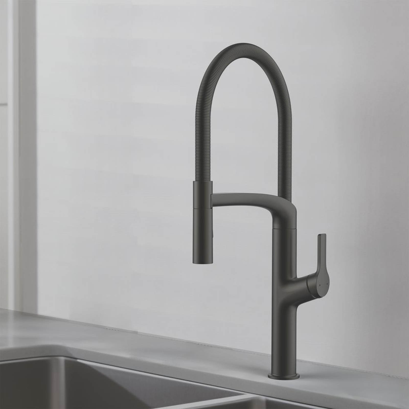 Swirl Boyne Pull-Out Spray Mixer Kitchen Tap Titanium-Effect - Image 2