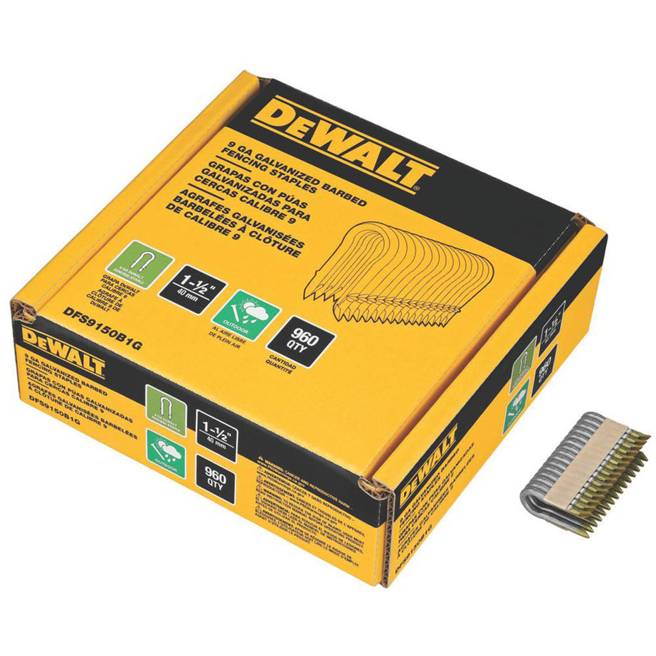 DEWALT Fencing Staples Collated Galvanised Steel U Nails 9ga x 40mm 960 Pack - Image 2