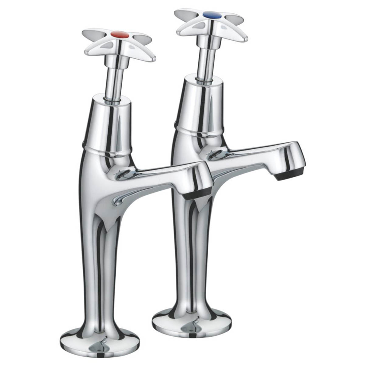 Bristan Kitchen Pillar Taps Cross Head High Neck Full Turn Cold Hot Pair - Image 1