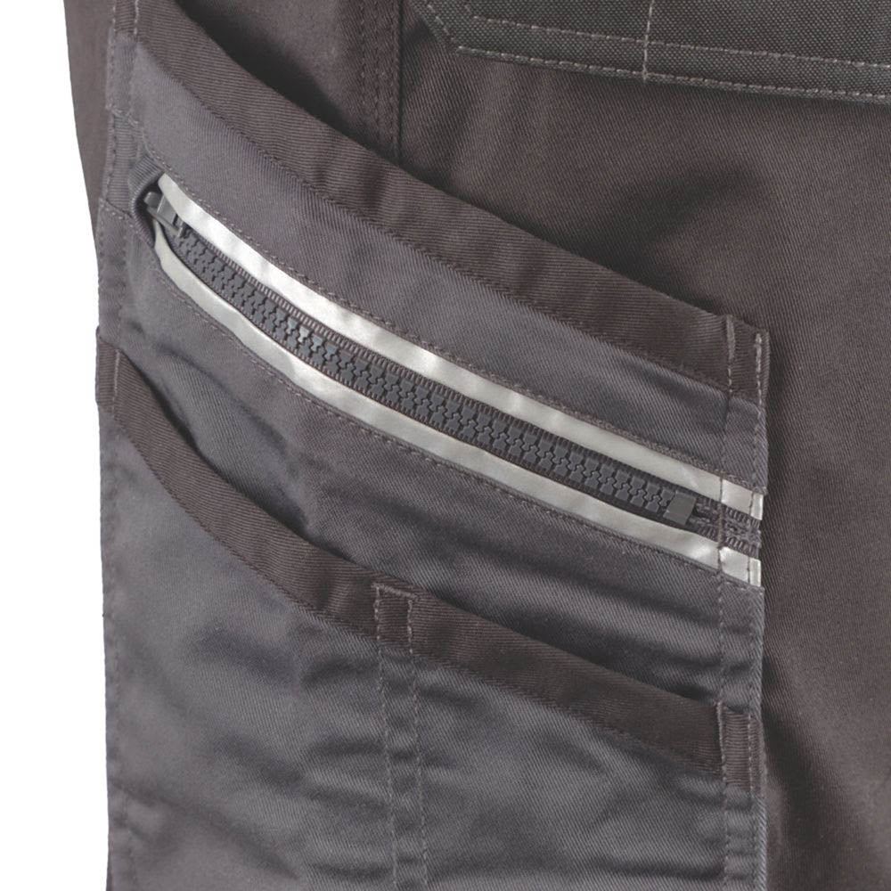Site Work Trousers Mens Regular Fit Grey Black Stretch Multi Pockets 30"W 30"L - Image 6