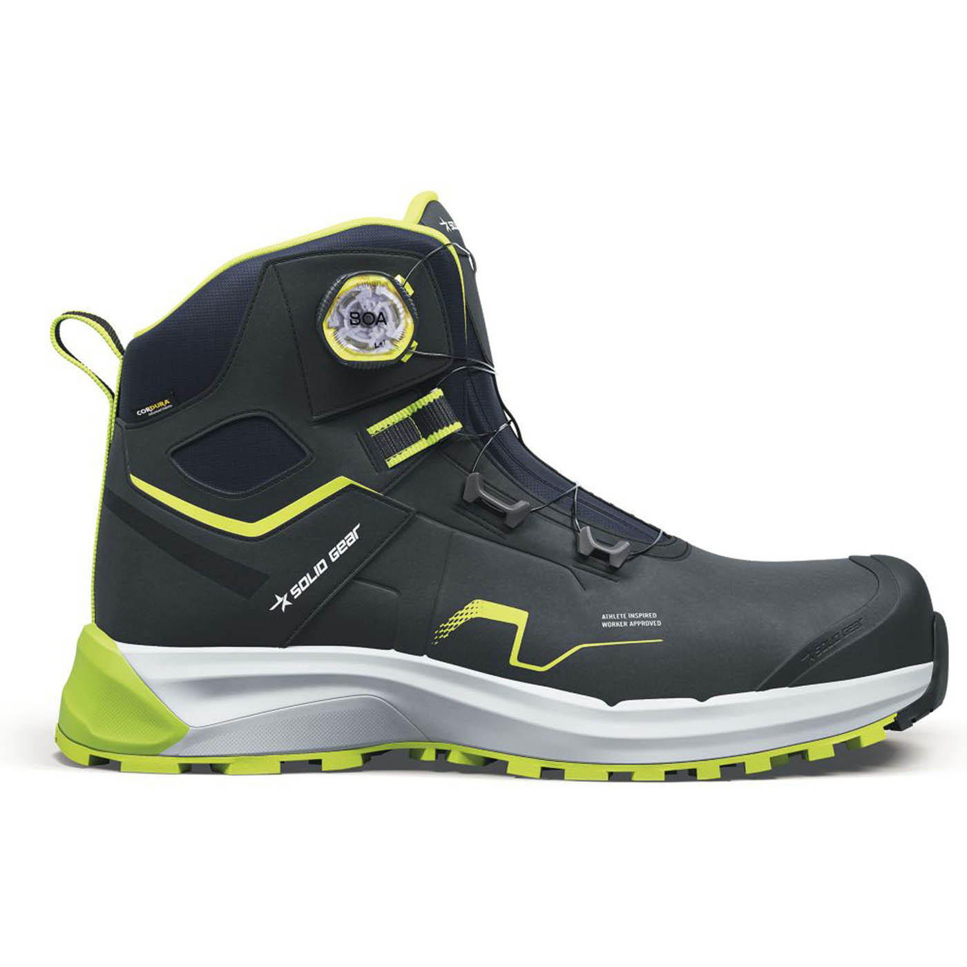 Solid Gear Safety Boots Mens Wide Fit Black Green Carbon Toe Work Shoes Size 7 - Image 1