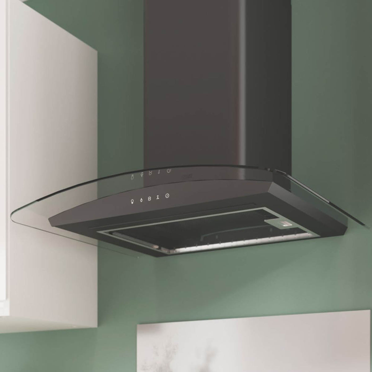 Cooke & Lewis Cooker Hood Black Kitchen Curved Glass LED Touch Control 598mm - Image 3