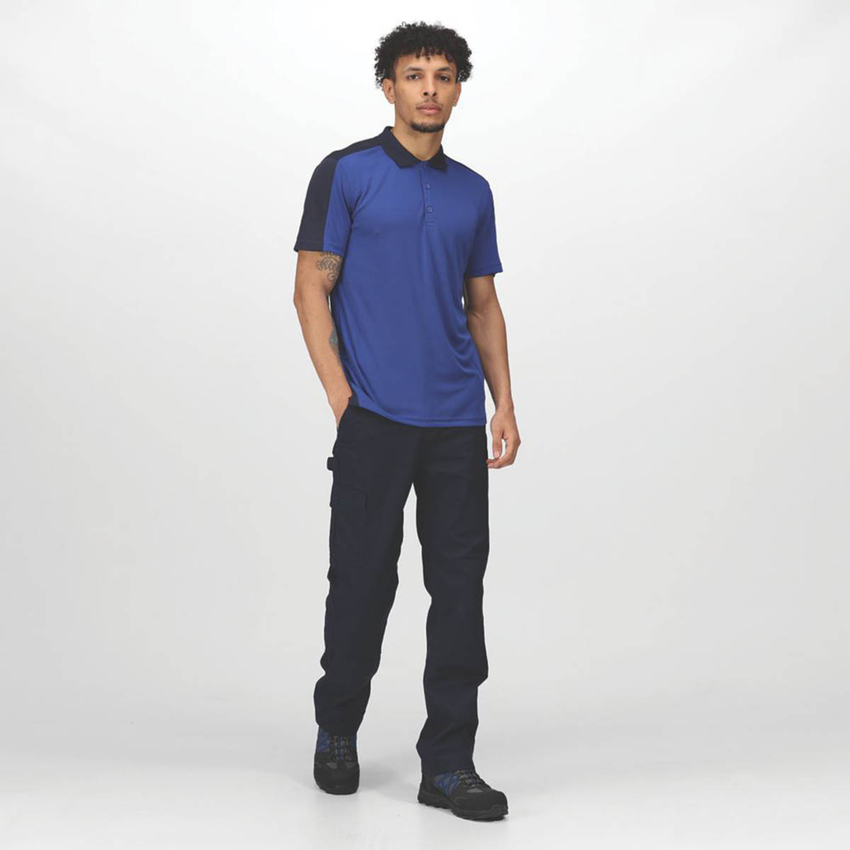 Regatta Mens Work Trousers Cargo 6 Pockets Navy Water Repellent 44" W 31" L - Image 5