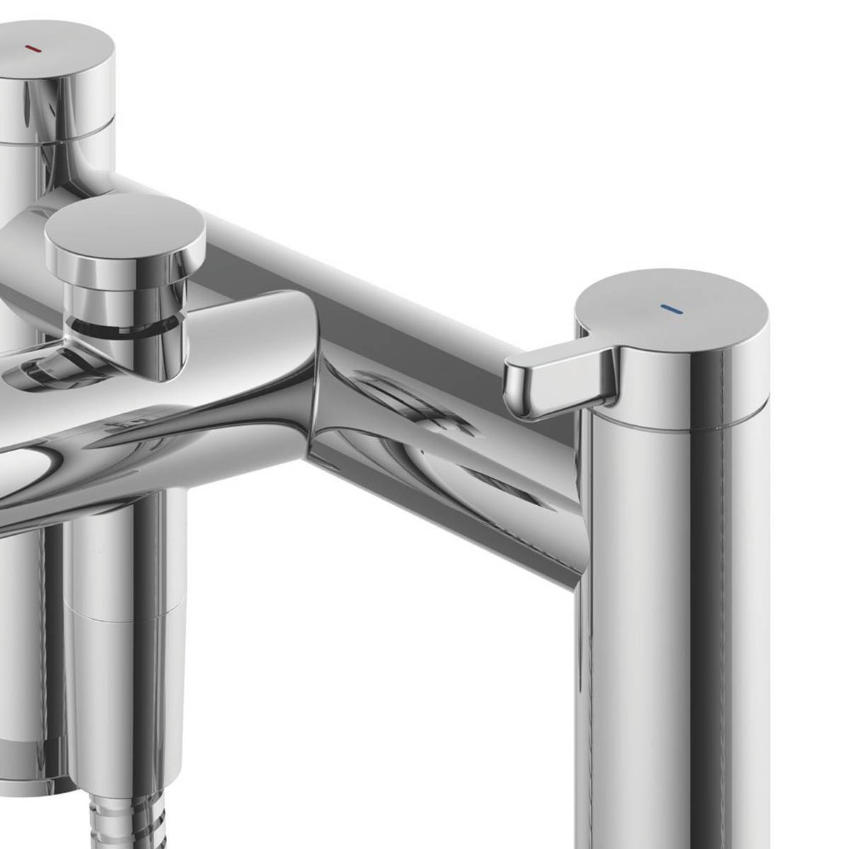 Swirl Shower Mixer Tap Dual Control Manual Brass Chrome 192mm Deck Mounted - Image 3
