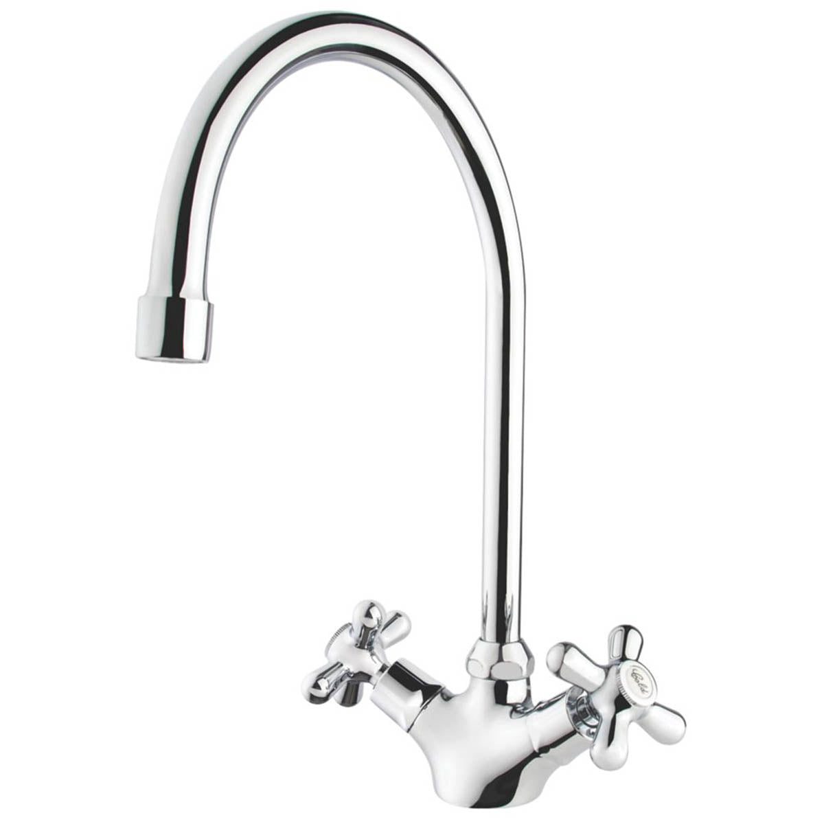 Swirl Kitchen Sink Tap Mono Mixer Chrome Double Lever Cross Head Handles Faucet - Image 1