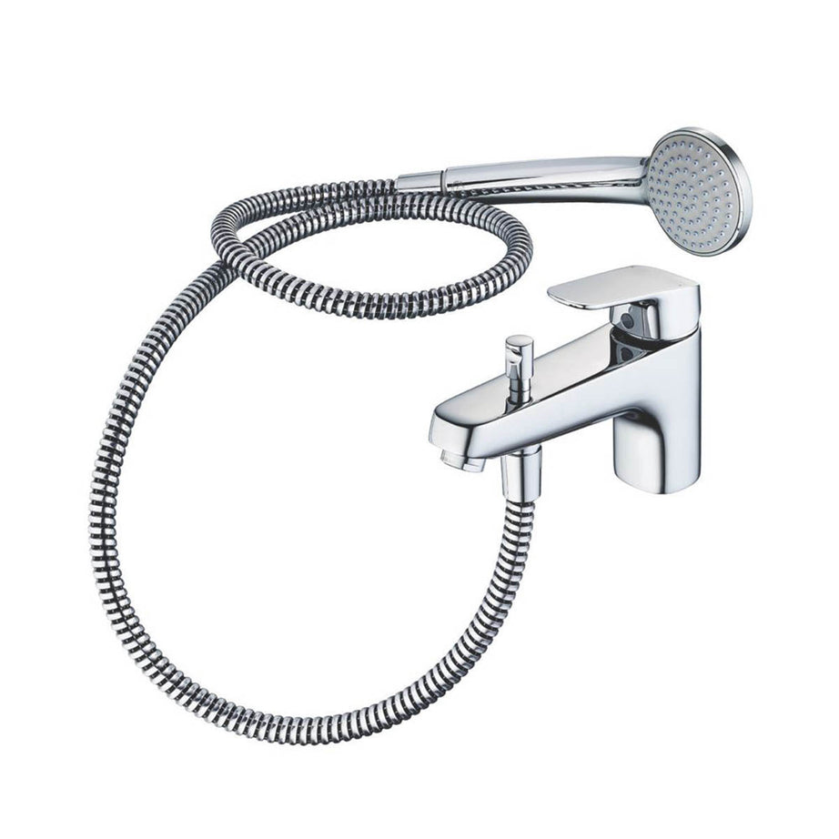 Bath Filler Tap With Hand Held Set Chrome Single Lever Round Head Bathroom - Image 1