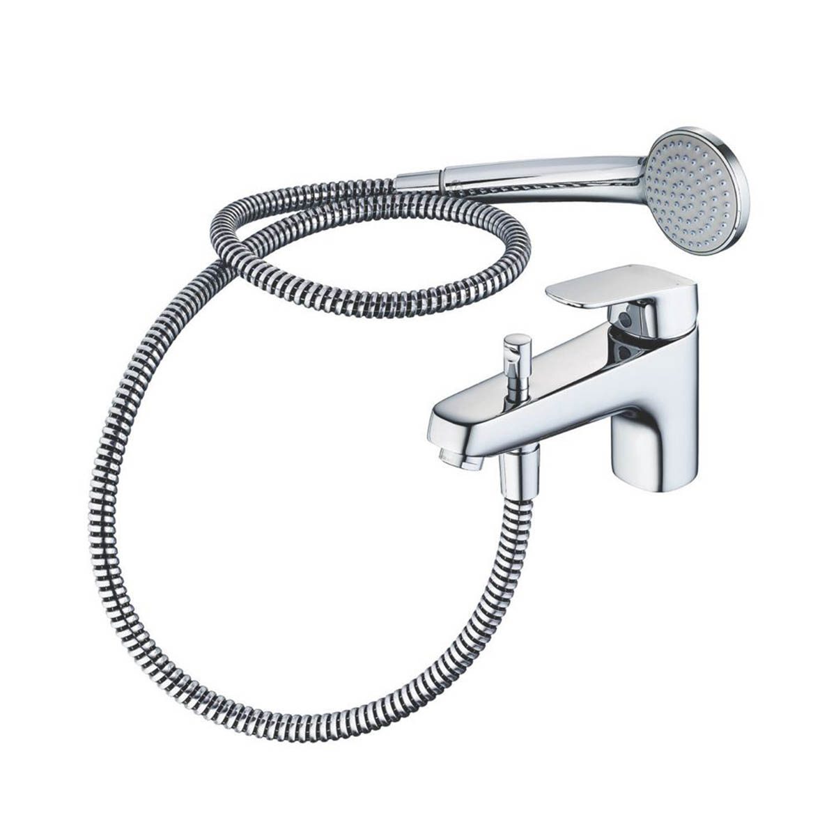 Bath Filler Tap With Hand Held Set Chrome Single Lever Round Head Bathroom - Image 1