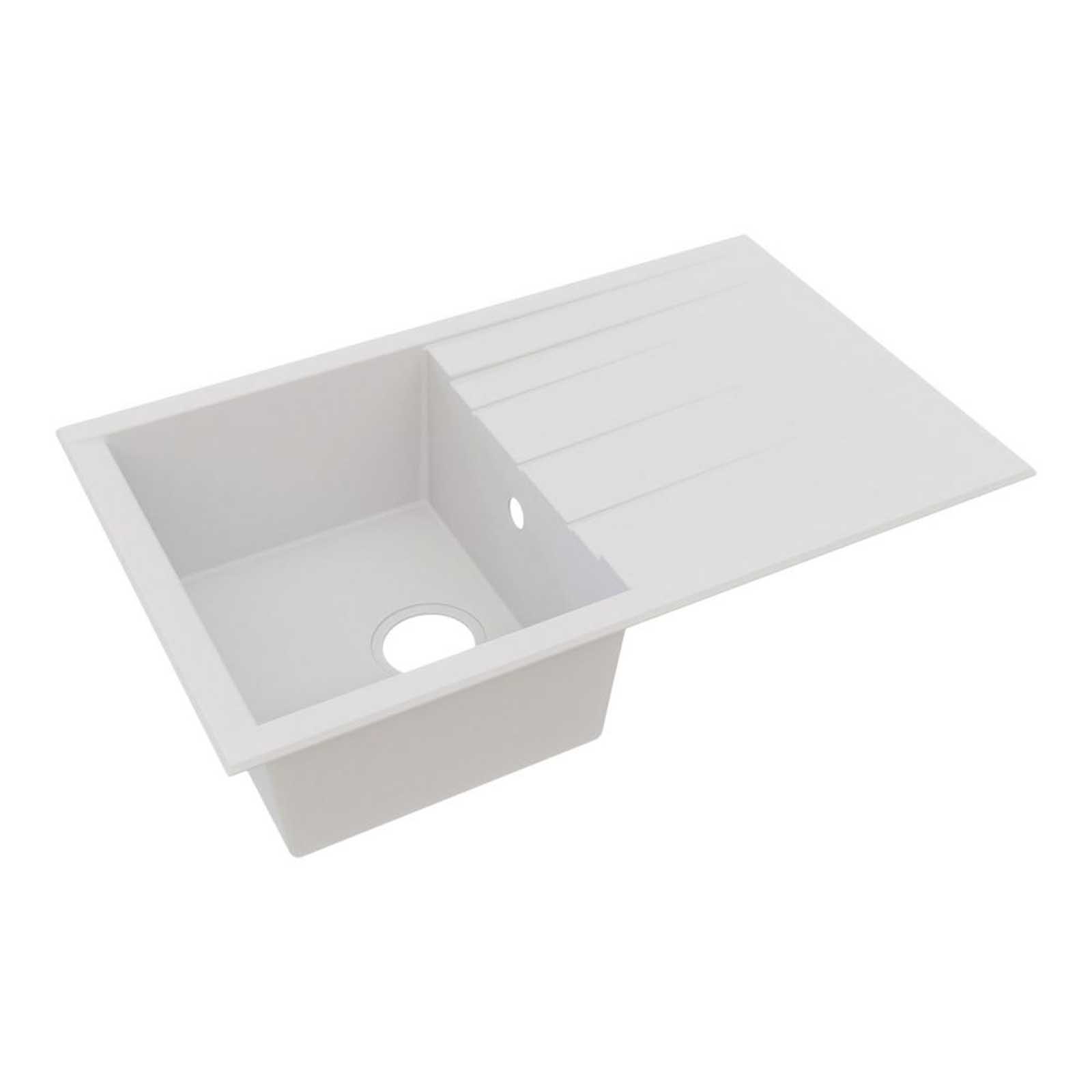 Swirl Erzen 1 Bowl White Composite Sink 800mm x 500mm - Image 1
