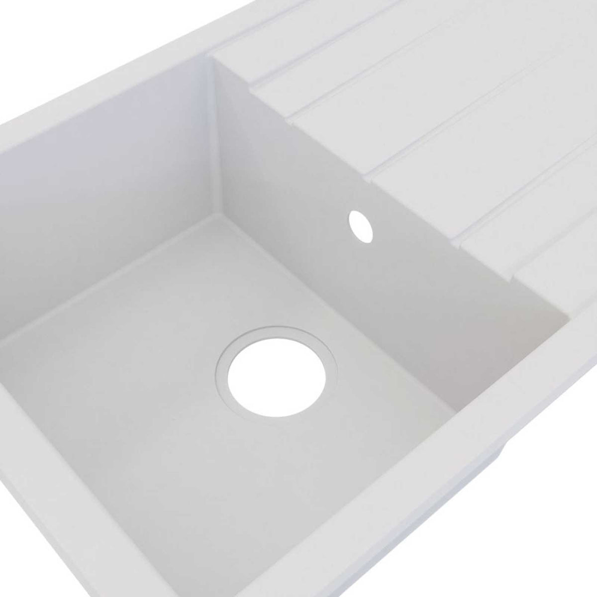 Swirl Erzen 1 Bowl White Composite Sink 800mm x 500mm - Image 3